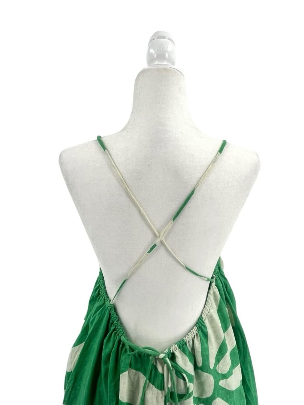 ZULU & ZEPHYR Women's Green Floral Flax Oversize Strappy Summer Maxi Dress US 2 - Picture 8 of 9
